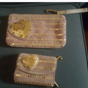 Wristlet and wallet. Pink salmon